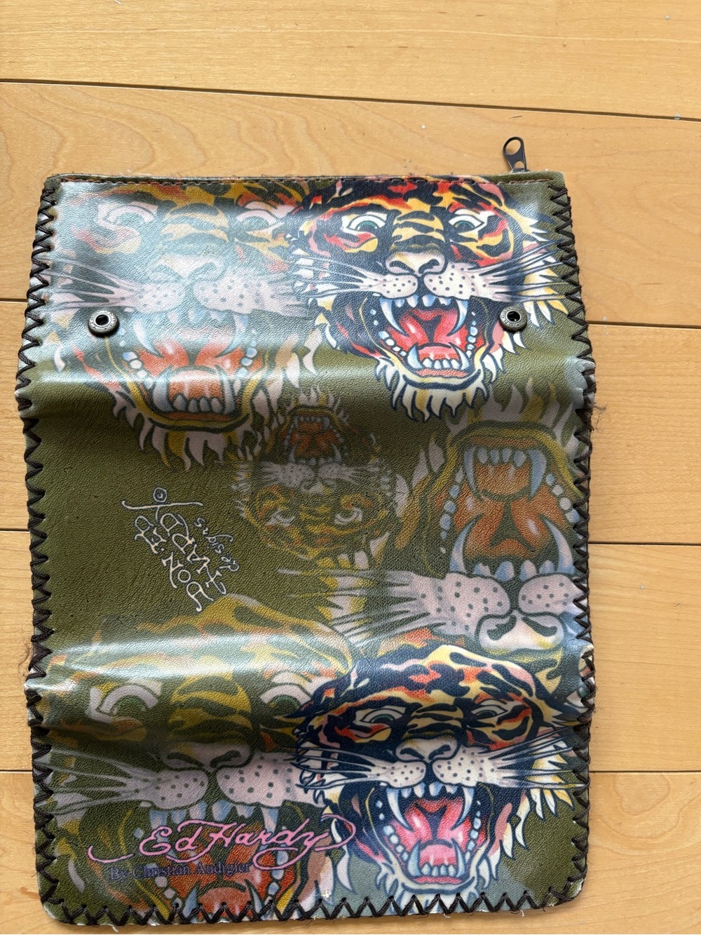 Ed Hardy Christian Audigier Trifold Wallet with ID Window